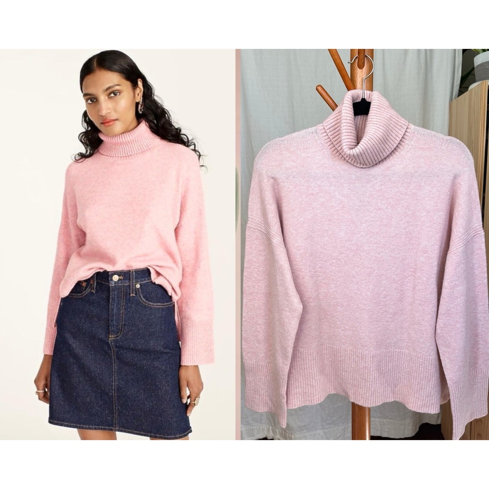 NWT J Crew Turtleneck Sweater Supersoft Alpaca Wool‎ Yarn M Pink Barbie Coquette